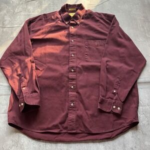 Vtg Duck Head Shirt Xl Mens Red Button Down Logo Pocket 100% Cotton Made Qatar